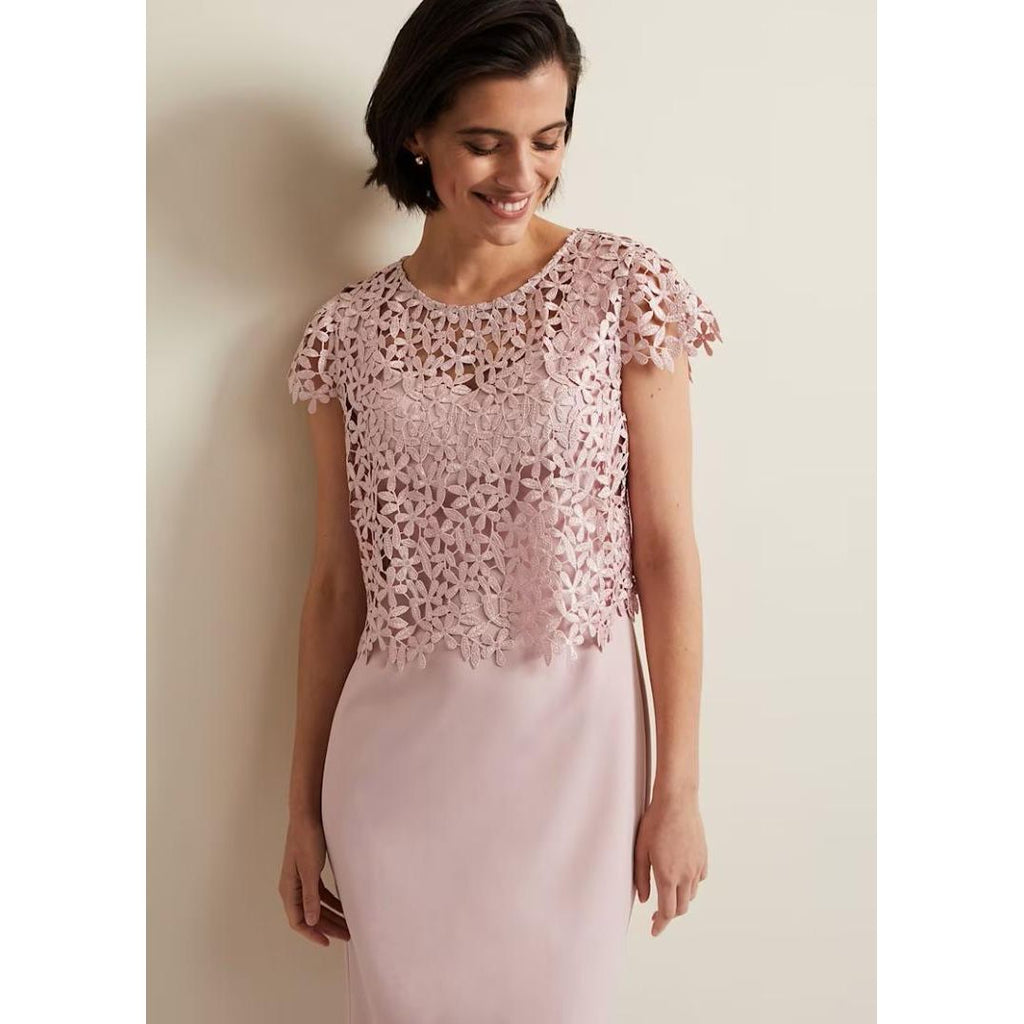 Phase Eight Daisy Lace Midi Dress - Pale Pink - Beales department store