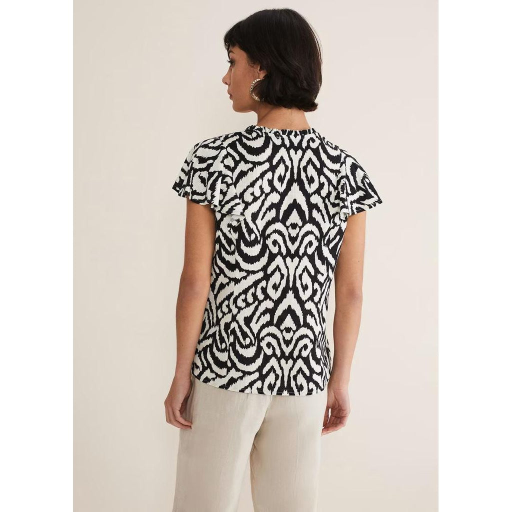 Phase Eight Dalia Abstract Top - Black/Ivory - Beales department store