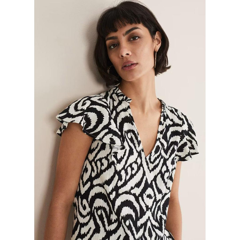 Phase Eight Dalia Abstract Top - Black/Ivory - Beales department store