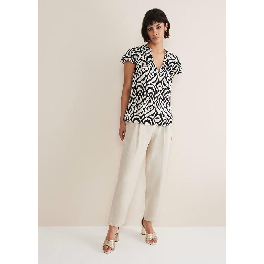 Phase Eight Dalia Abstract Top - Black/Ivory - Beales department store