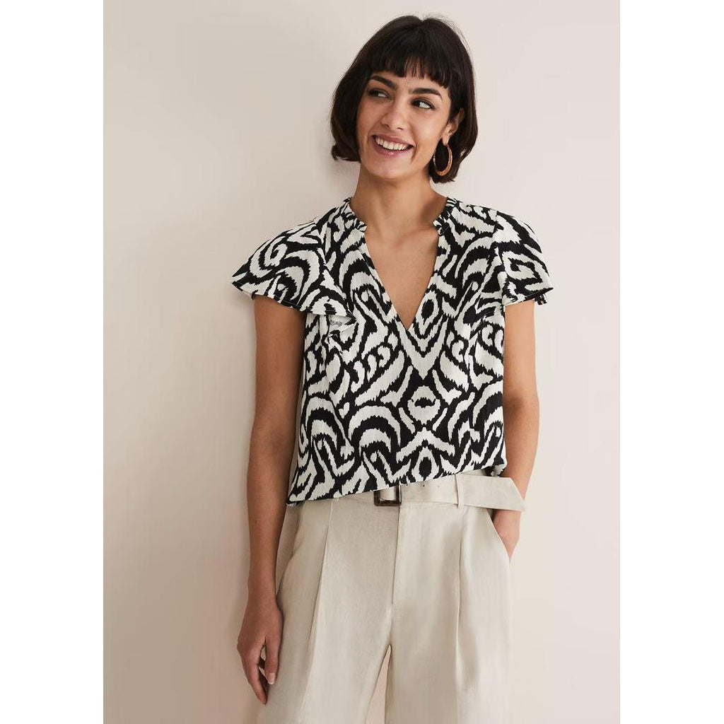 Phase Eight Dalia Abstract Top - Black/Ivory - Beales department store