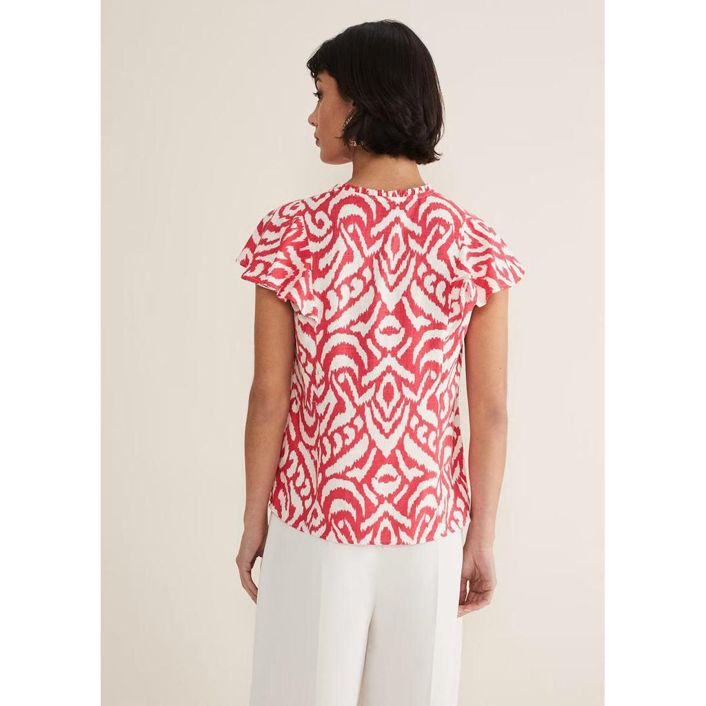 Phase Eight Dalia Abstract Top - Red/Ivory - Beales department store