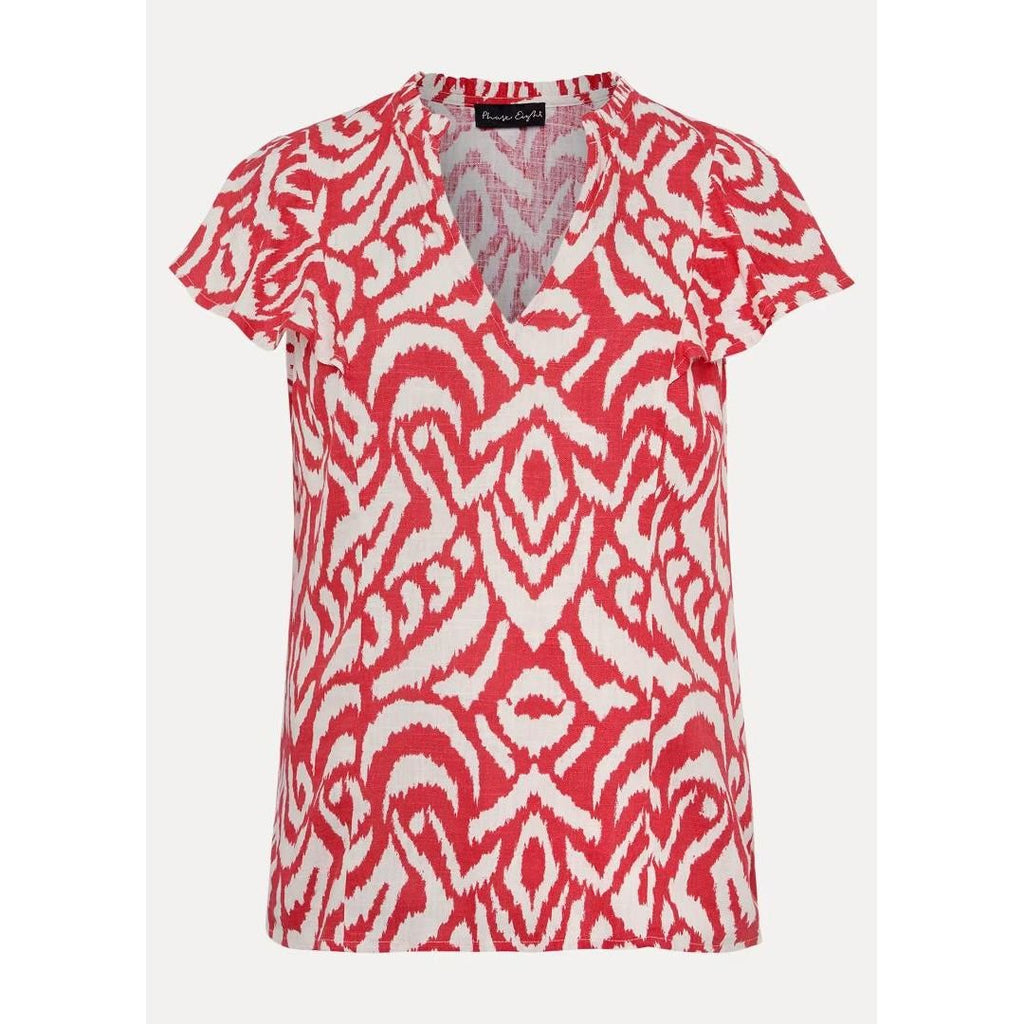 Phase Eight Dalia Abstract Top - Red/Ivory - Beales department store