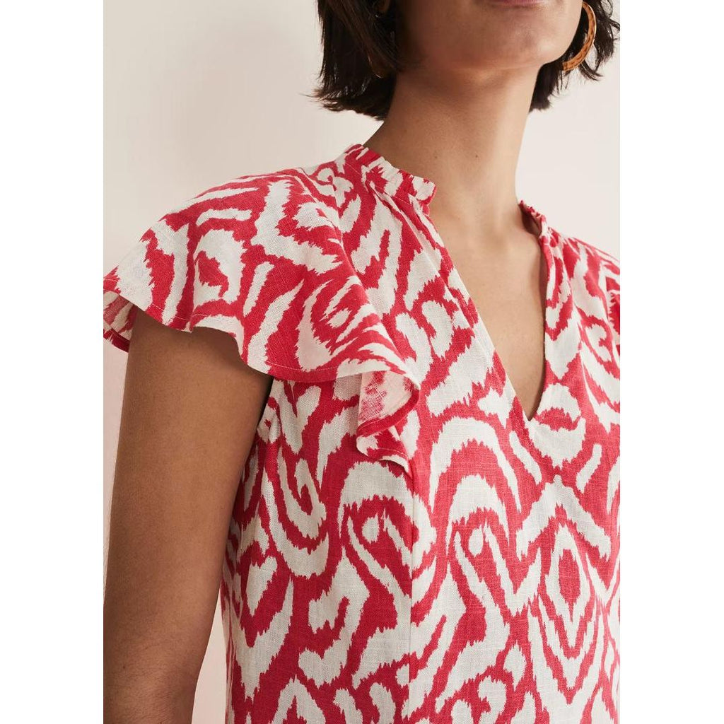 Phase Eight Dalia Abstract Top - Red/Ivory - Beales department store