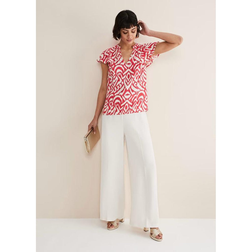 Phase Eight Dalia Abstract Top - Red/Ivory - Beales department store