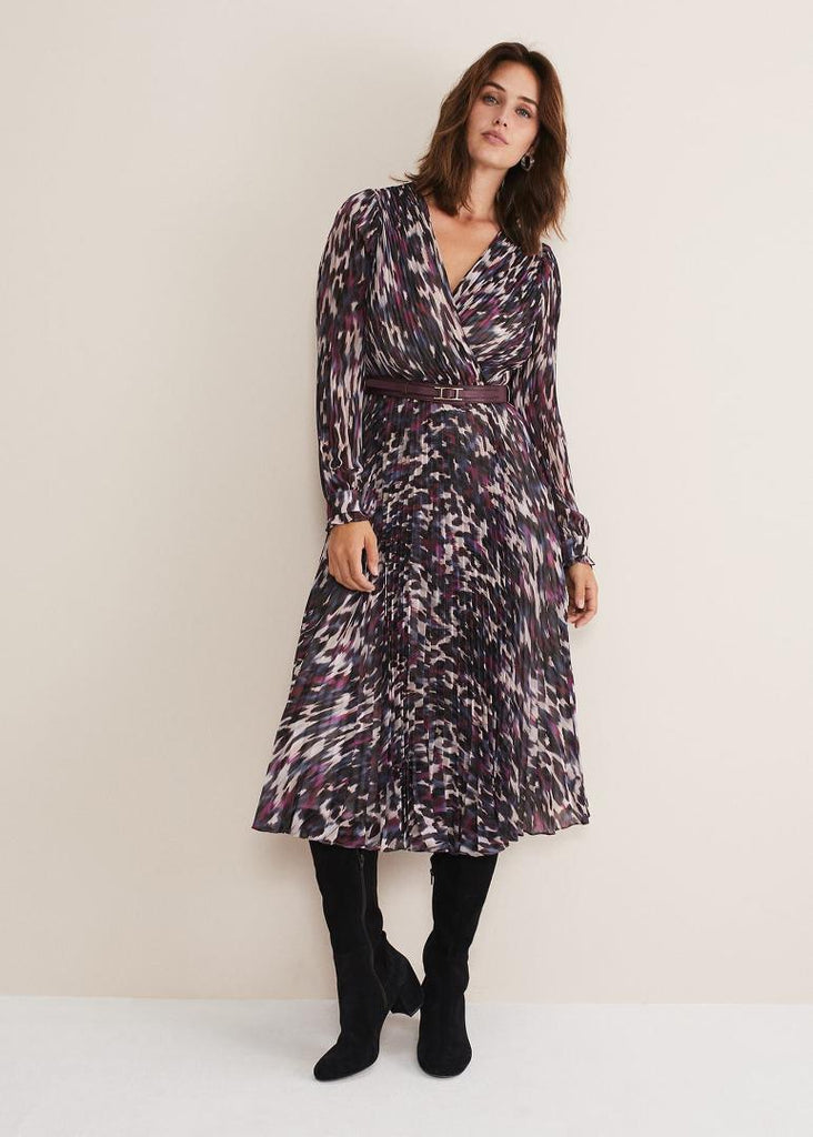 Phase Eight Dani Animal Print Dress - Black/Multi - Beales department store