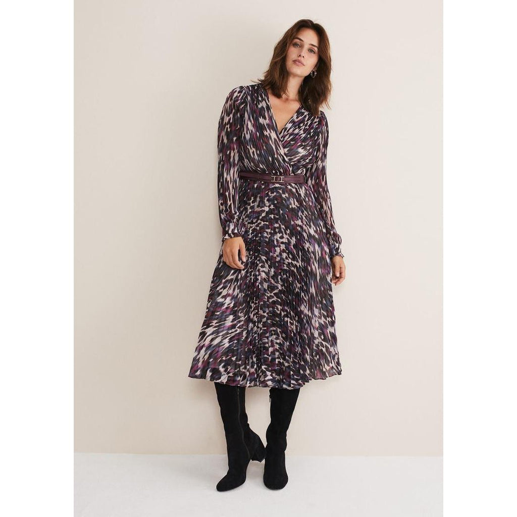 Phase Eight Dani Animal Print Dress - Black/Multi - Beales department store