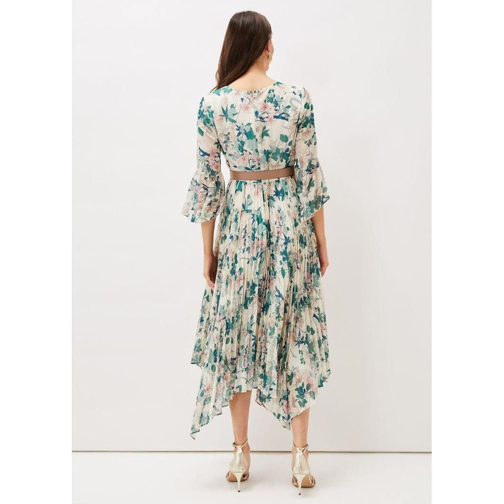 Phase Eight Dani Floral Pleated Midi Dress - Buttermilk - Beales department store