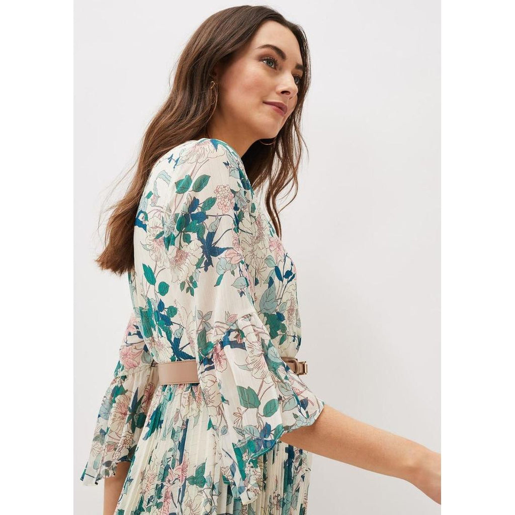 Phase Eight Dani Floral Pleated Midi Dress - Buttermilk - Beales department store