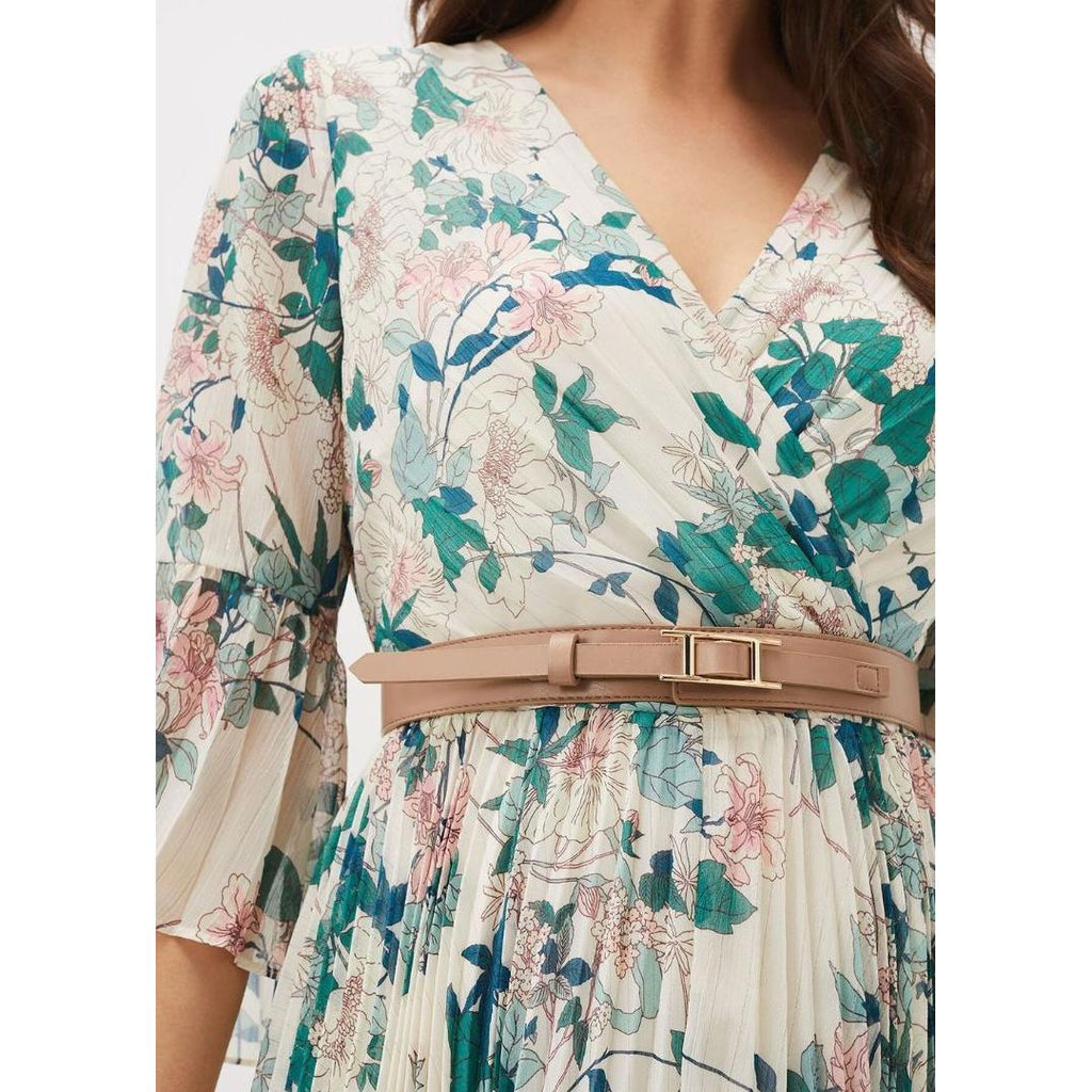 Phase Eight Dani Floral Pleated Midi Dress - Buttermilk - Beales department store
