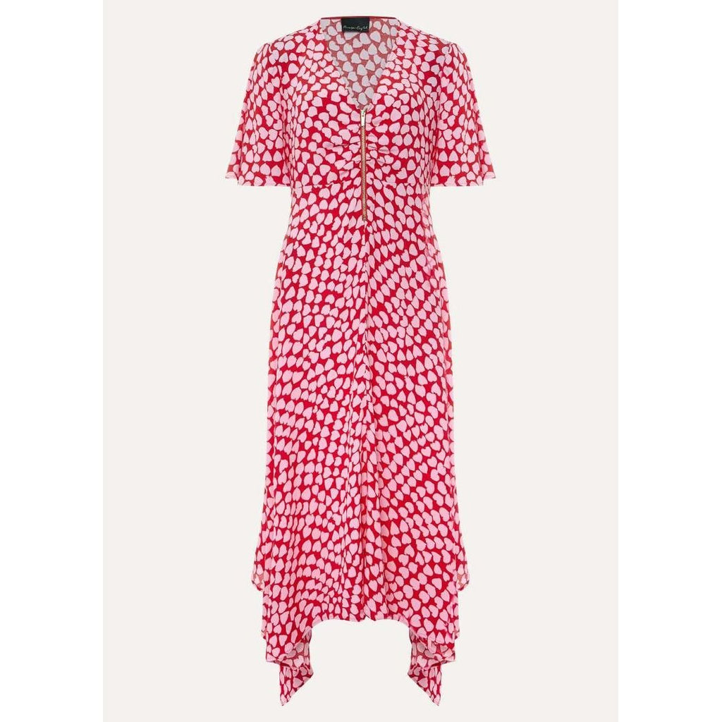 Phase Eight Darcie Heart Midi Dress - Pink/Red - Beales department store