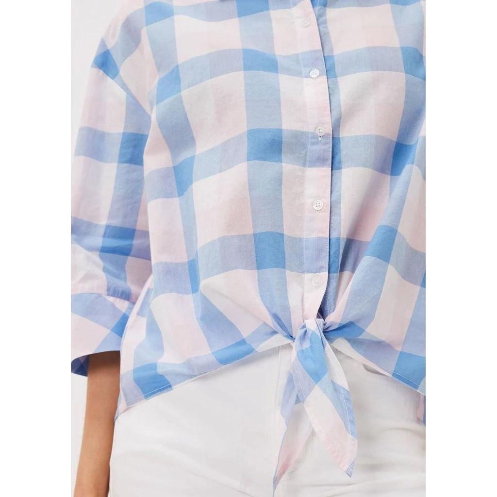 Phase Eight Della Checked Tie Front Blouse - Pink/ Blue - Beales department store