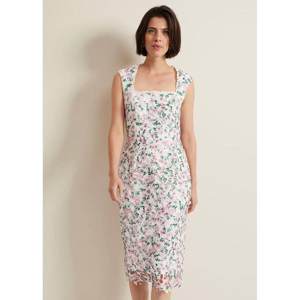 Phase Eight Diana Floral Lace Midi Dress - Multi - Coloured - Beales department store