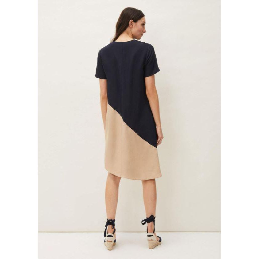 Phase Eight Doty Linen Dress - Navy/Stone - Beales department store