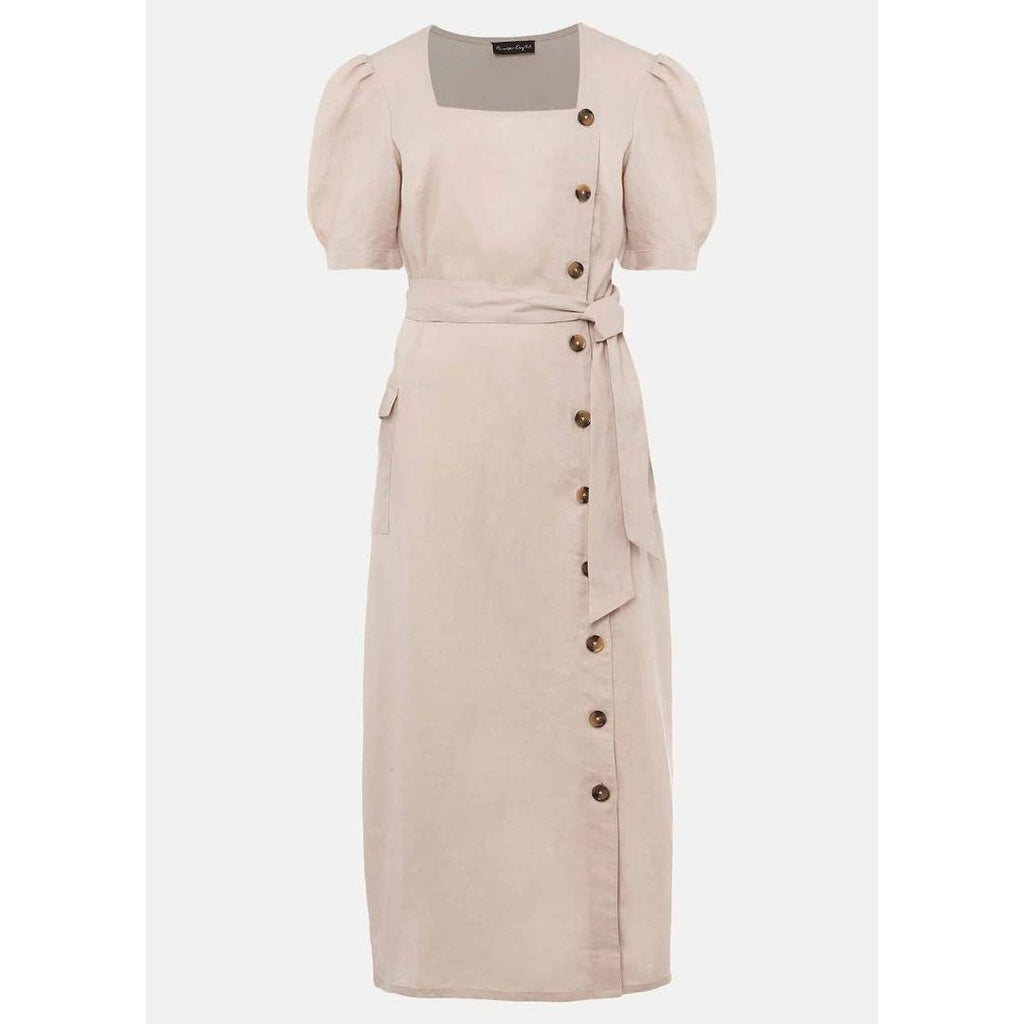 Phase Eight Elletta Square Neck Linen Dress - Stone - Beales department store