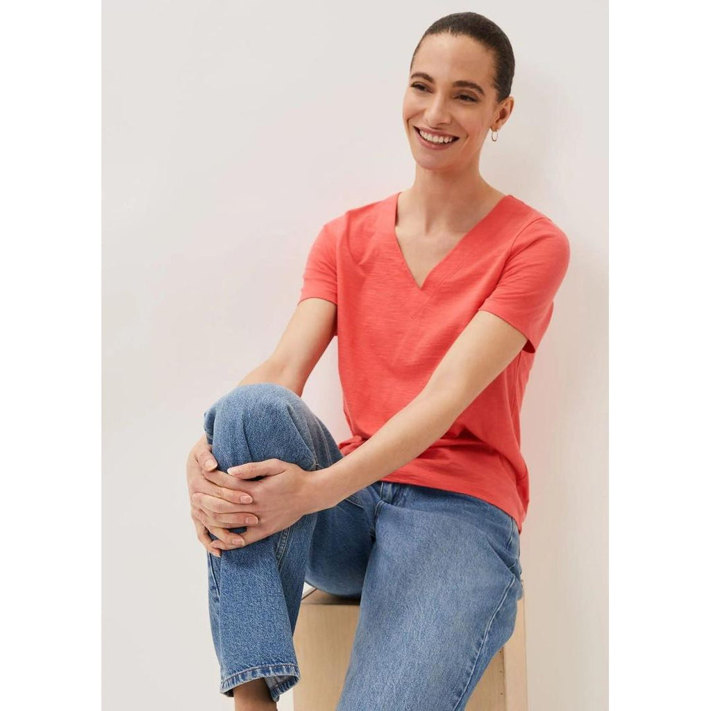 Phase Eight Elspeth V - Neck Top - Coral - Beales department store