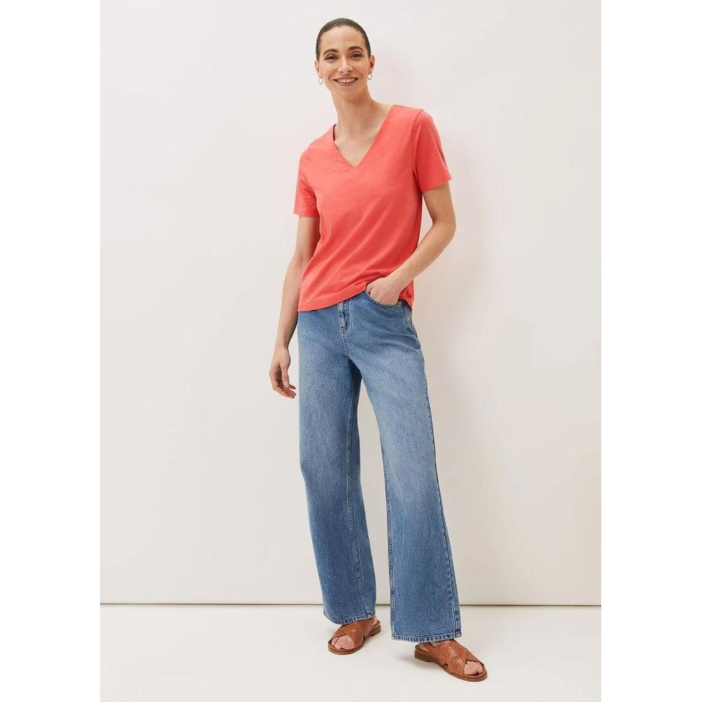 Phase Eight Elspeth V - Neck Top - Coral - Beales department store