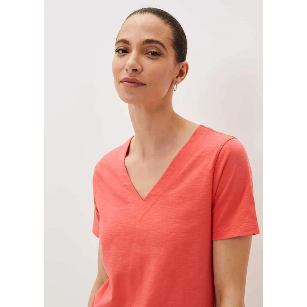 Phase Eight Elspeth V - Neck Top - Coral - Beales department store