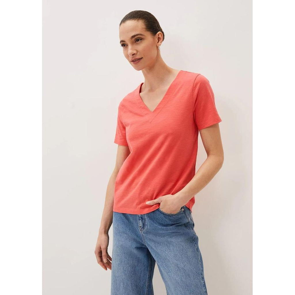 Phase Eight Elspeth V - Neck Top - Coral - Beales department store