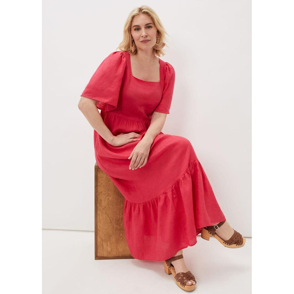 Phase Eight Emaline Linen Maxi Dress - Raspberry - Beales department store