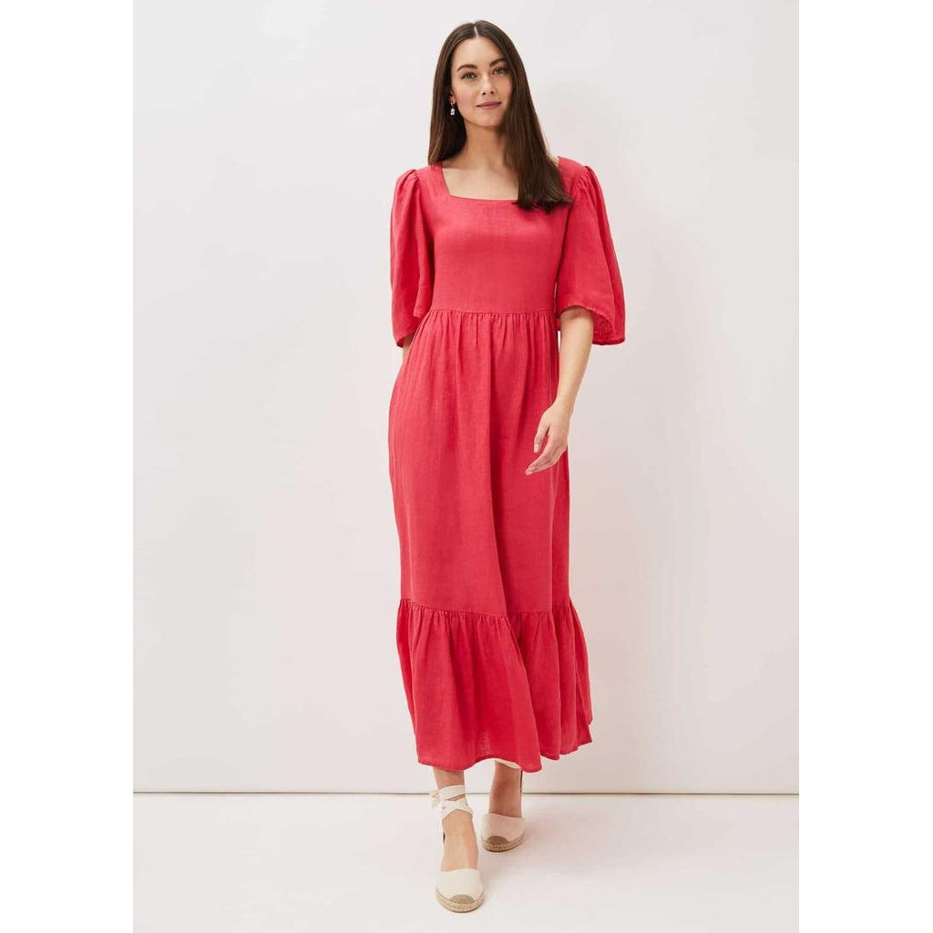 Phase Eight Emaline Linen Maxi Dress - Raspberry - Beales department store