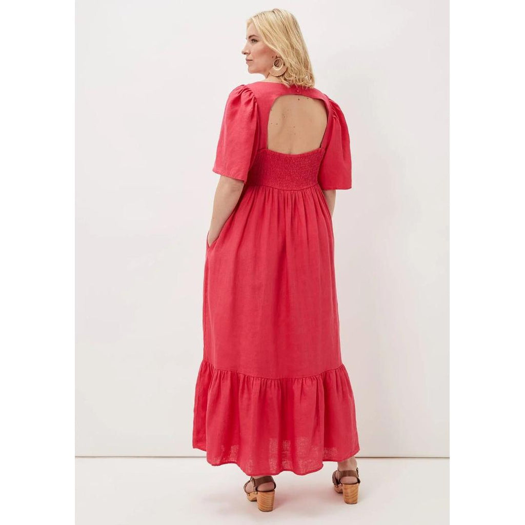 Phase Eight Emaline Linen Maxi Dress - Raspberry - Beales department store