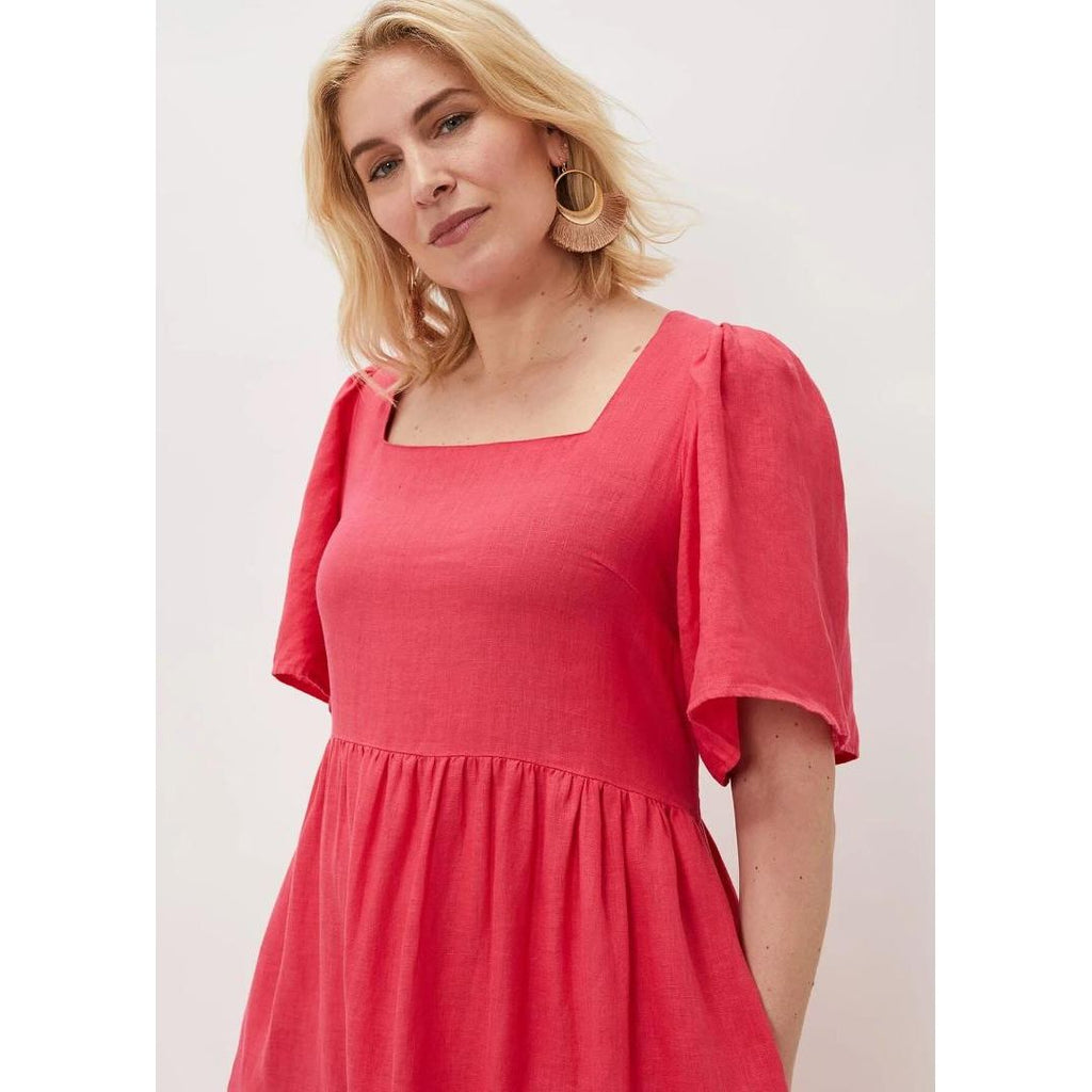 Phase Eight Emaline Linen Maxi Dress - Raspberry - Beales department store