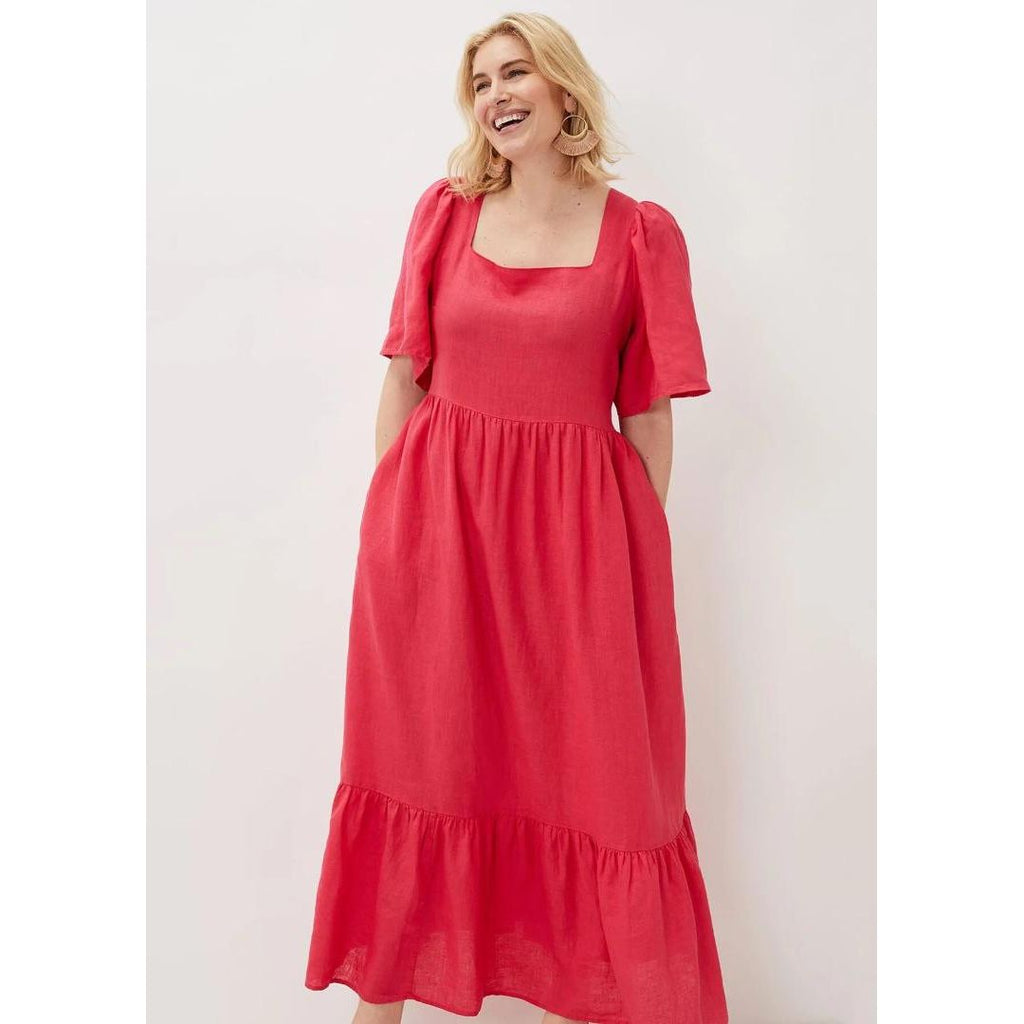 Phase Eight Emaline Linen Maxi Dress - Raspberry - Beales department store