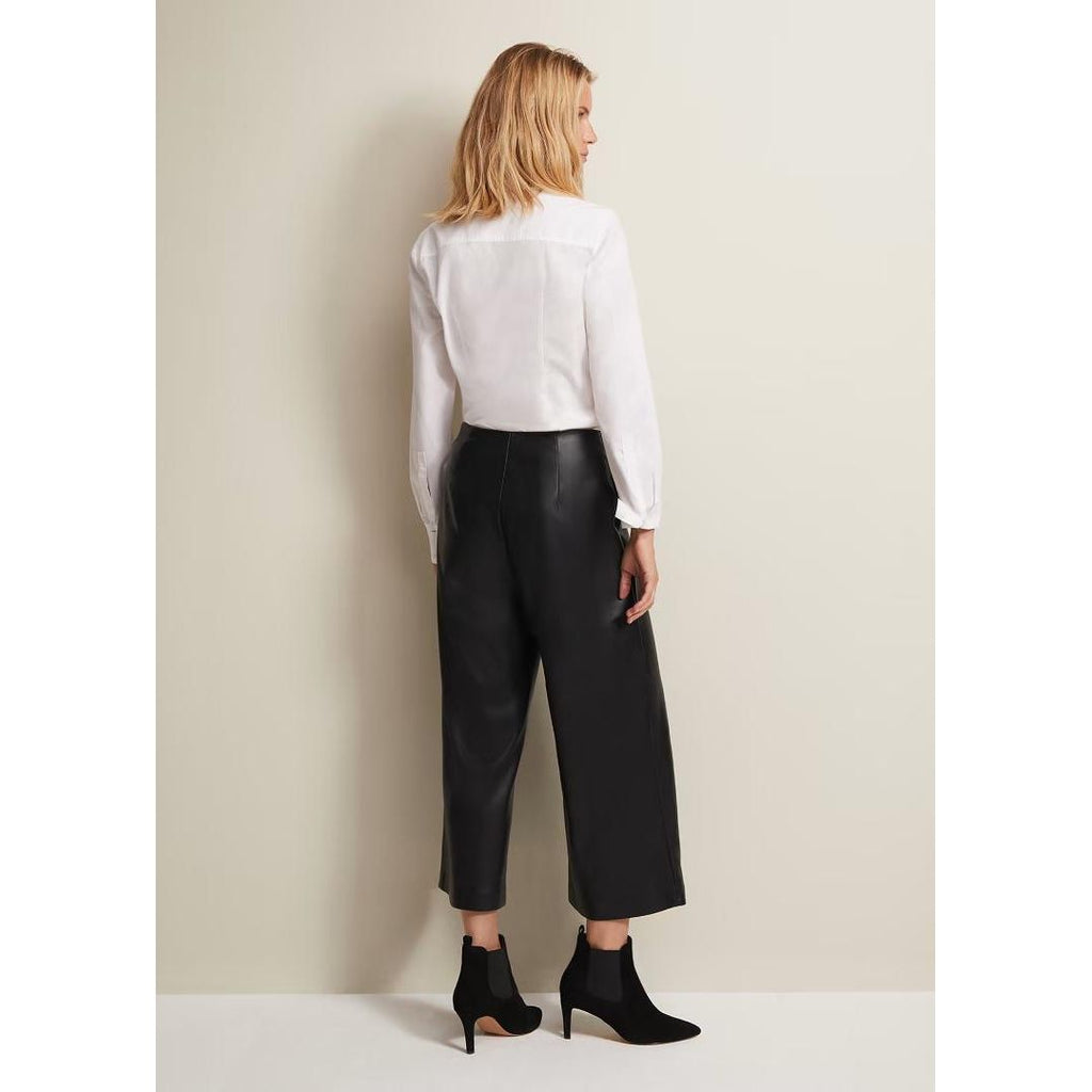 Phase Eight Emeline Black Faux Leather Culottes - Black - Beales department store