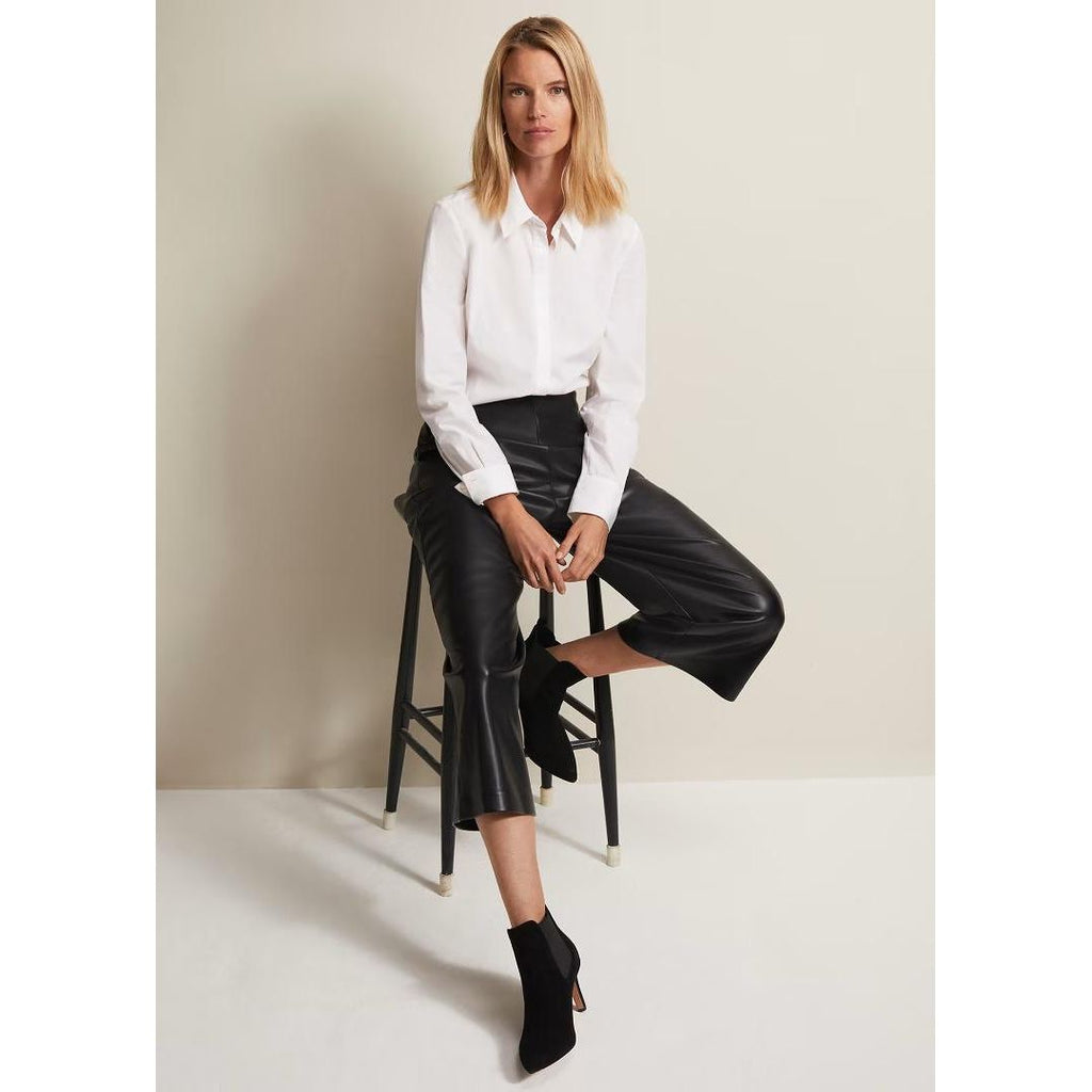 Phase Eight Emeline Black Faux Leather Culottes - Black - Beales department store