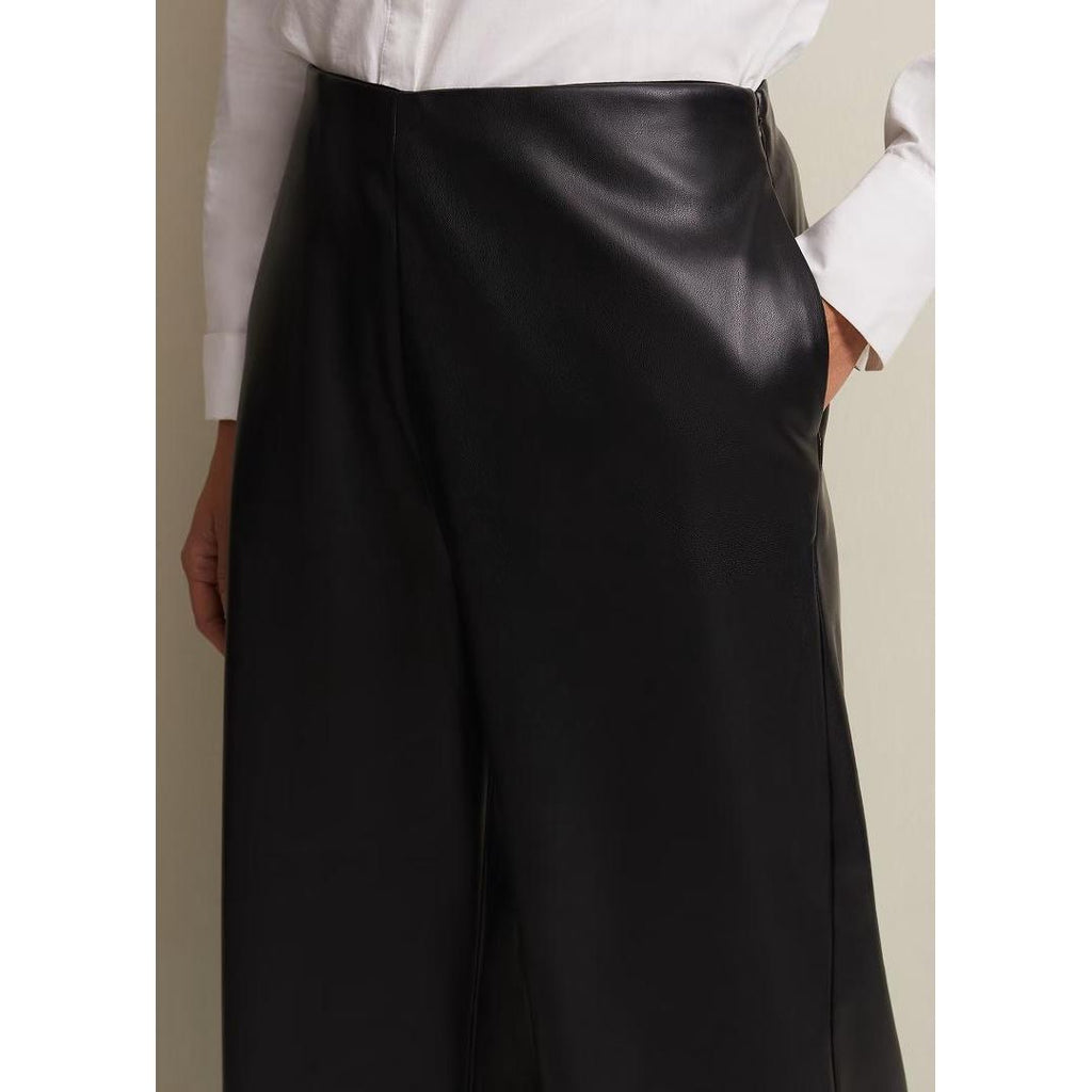 Phase Eight Emeline Black Faux Leather Culottes - Black - Beales department store