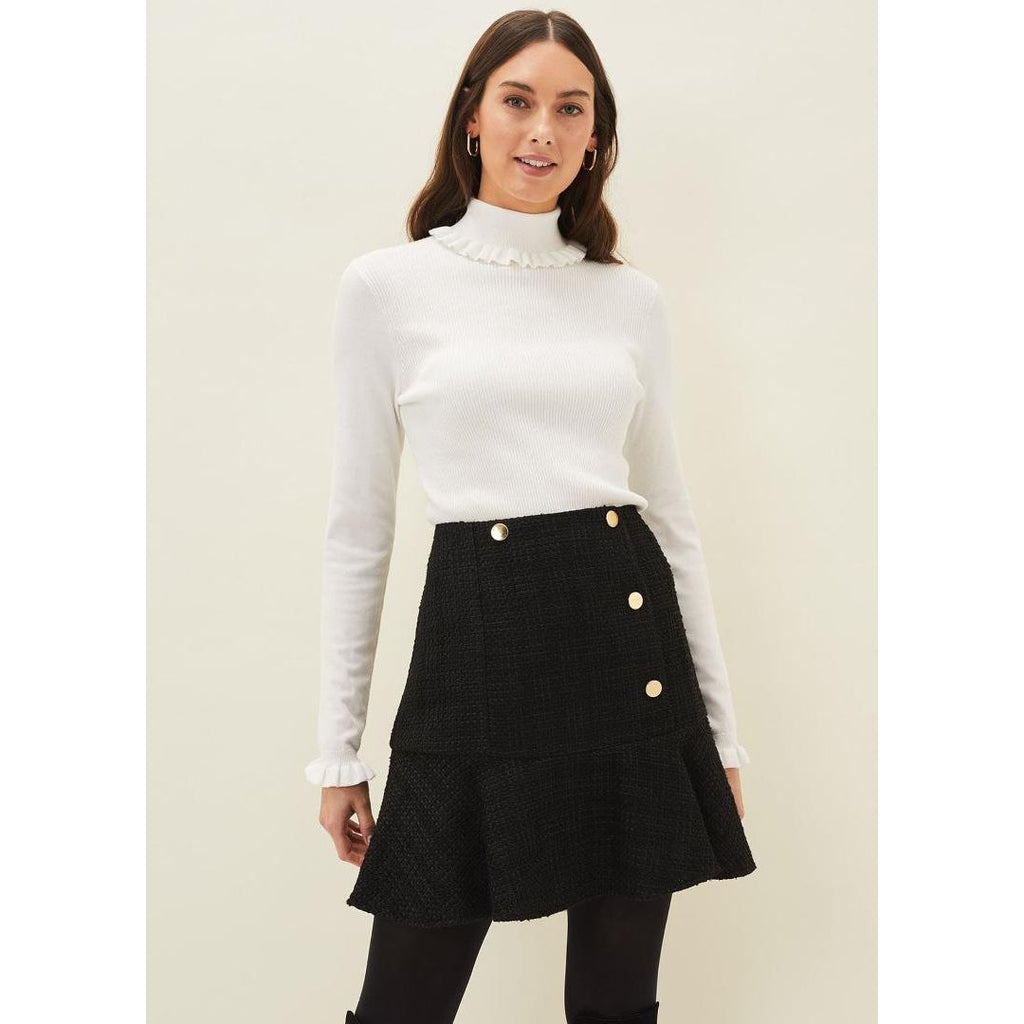 Phase Eight Emila Frill Detail Knit - Winter White - Beales department store