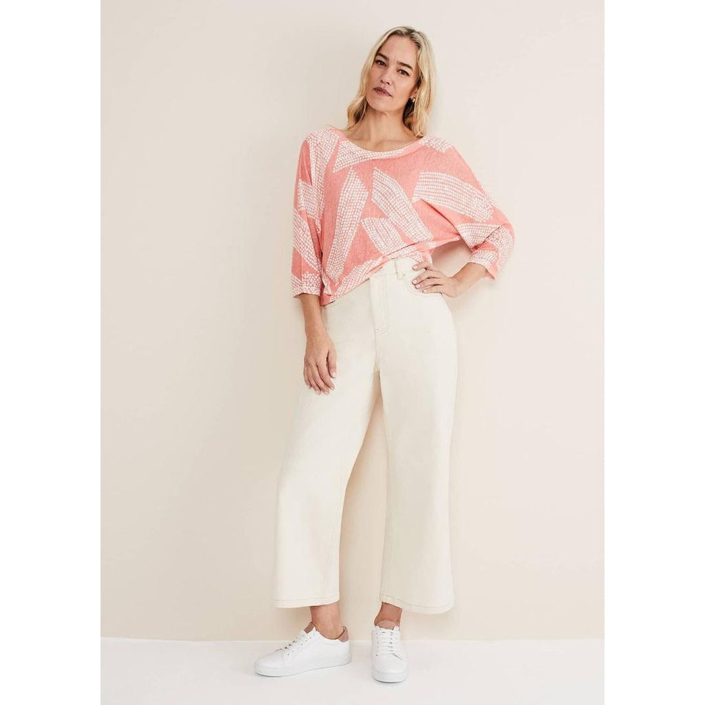 Phase Eight Emma Diagonal Dot Print Knit - Coral/Ivory - Beales department store