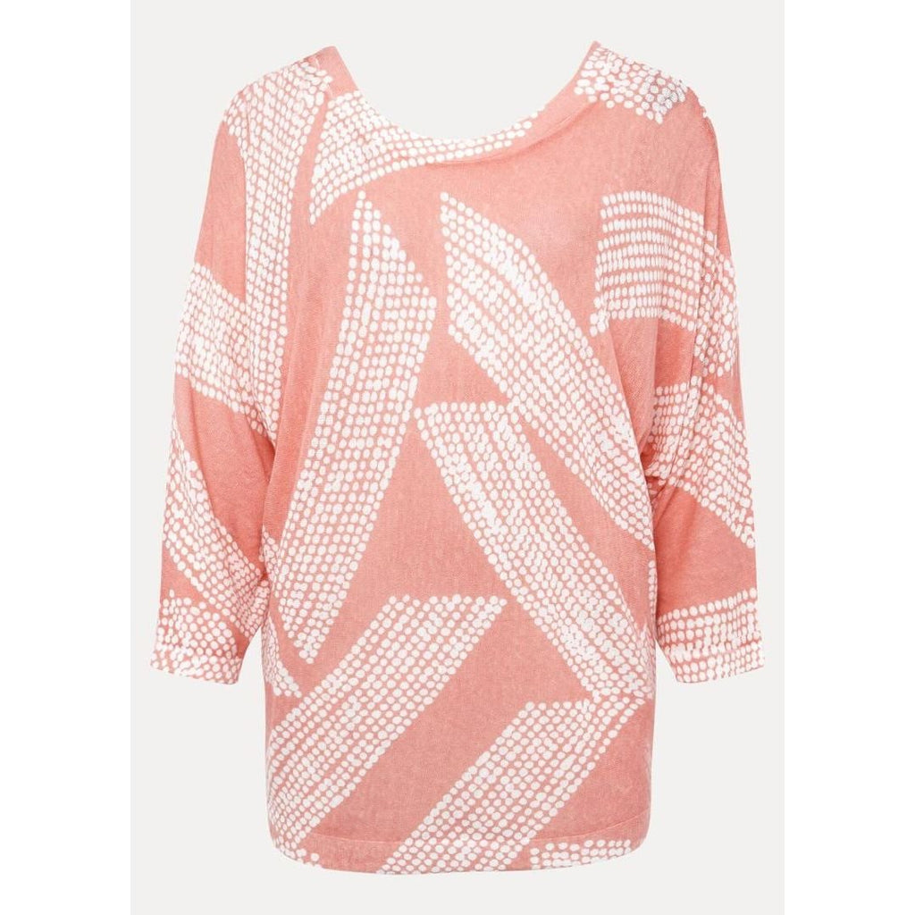 Phase Eight Emma Diagonal Dot Print Knit - Coral/Ivory - Beales department store