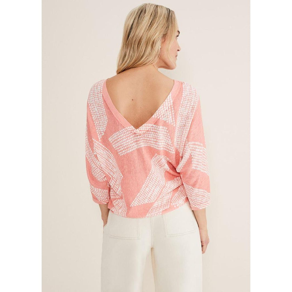 Phase Eight Emma Diagonal Dot Print Knit - Coral/Ivory - Beales department store