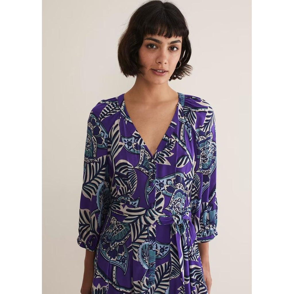 Phase Eight Erin Paisley Midi Dress - Purple - Beales department store