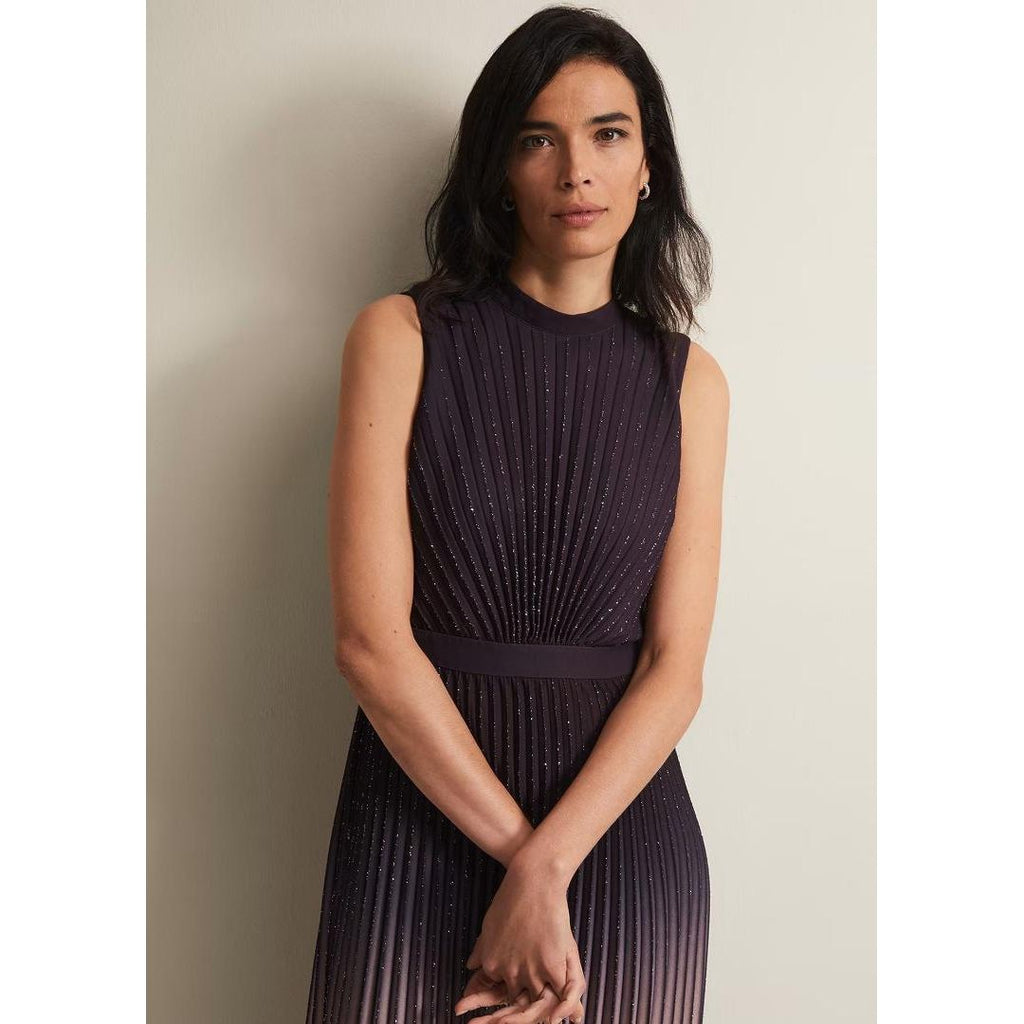 Phase Eight Estella Dark Purple Ombre Midaxi Dress - Purple - Beales department store