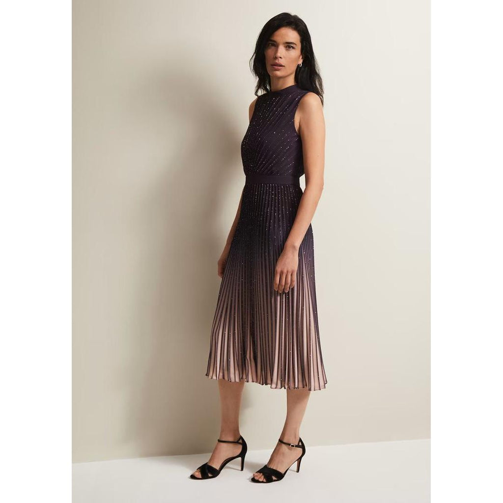 Phase Eight Estella Dark Purple Ombre Midaxi Dress - Purple - Beales department store