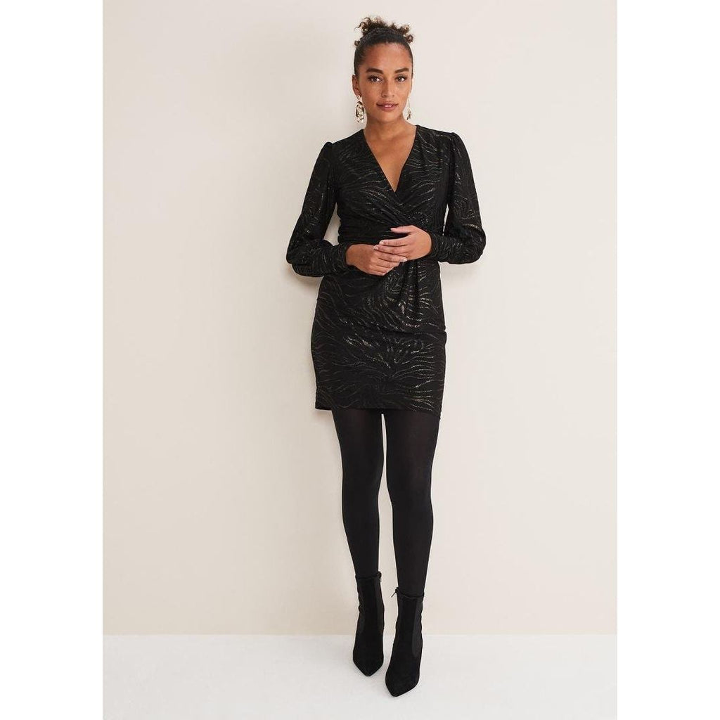 Phase Eight Eve Shimmer Jersey Dress - Black/Gold - Beales department store