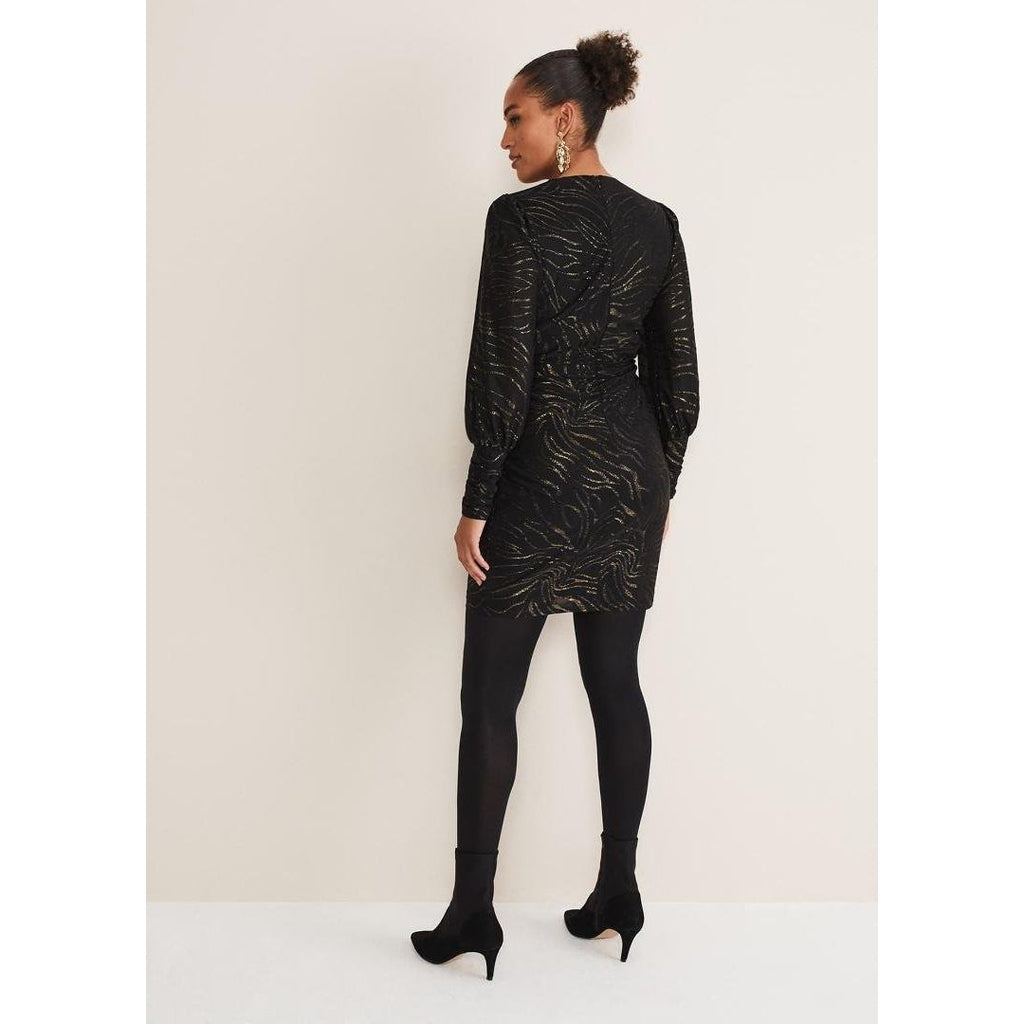 Phase Eight Eve Shimmer Jersey Dress - Black/Gold - Beales department store
