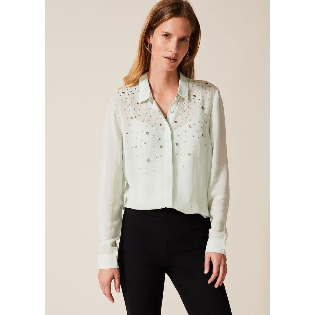 Phase Eight Eyelet Chiffon Blouse - Mint Size 18 - Beales department store