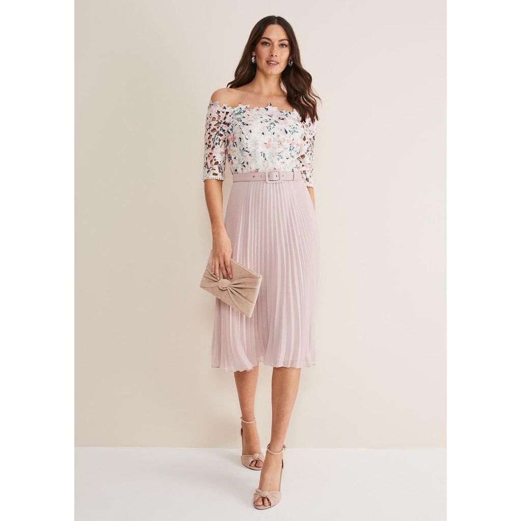 Phase Eight Franky Floral Lace Midi Dress - Buttermilk/Multi - Beales department store