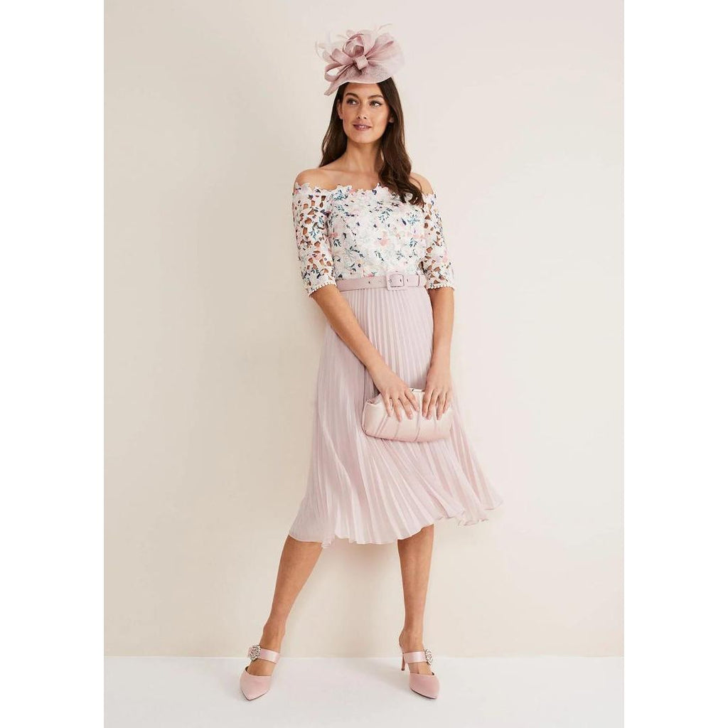 Phase Eight Franky Floral Lace Midi Dress - Buttermilk/Multi - Beales department store