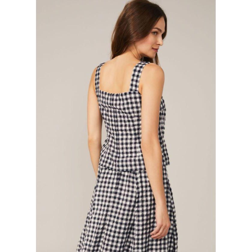 Phase Eight Gingham Cami Top - Navy/White - Beales department store