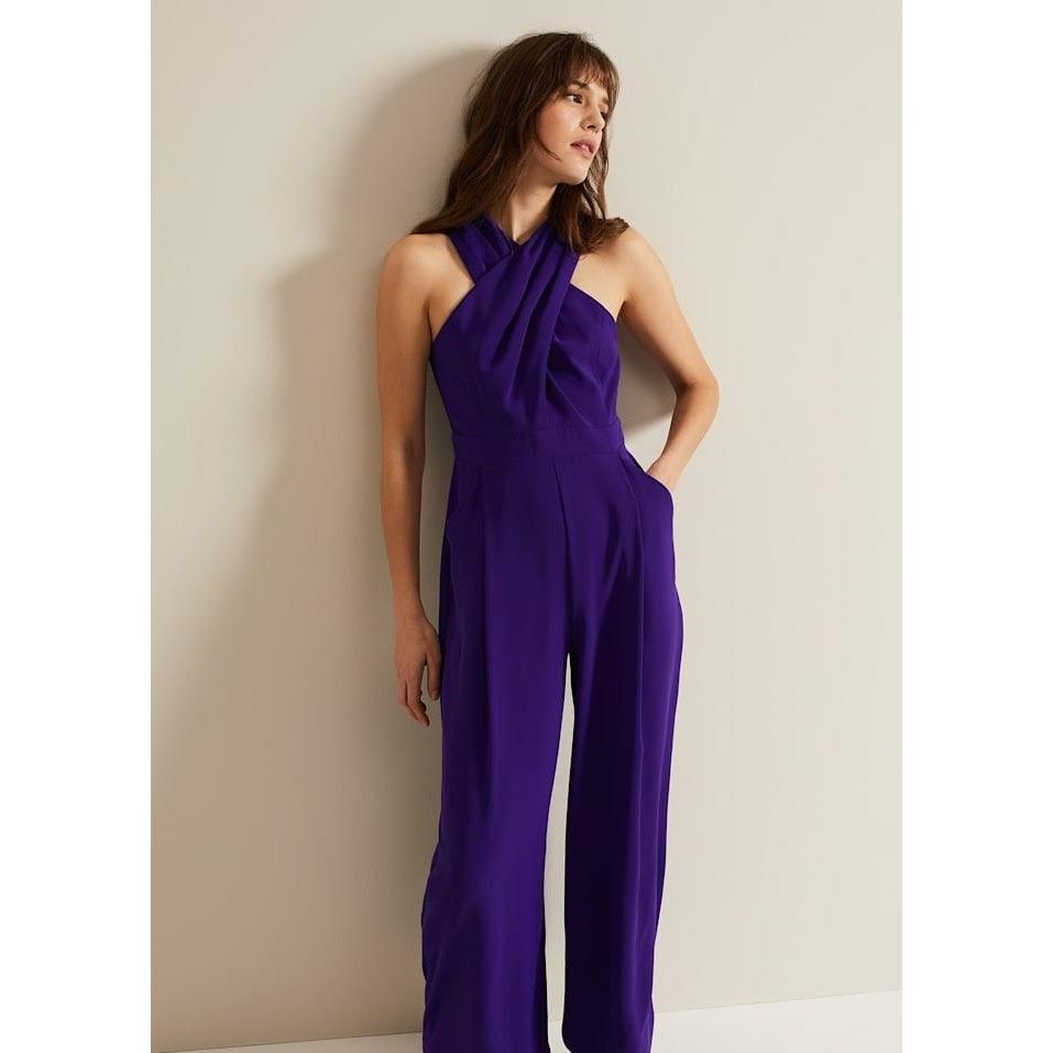 Phase Eight Giorgia Cross Neck Jumpsuit - Violet - Beales department store