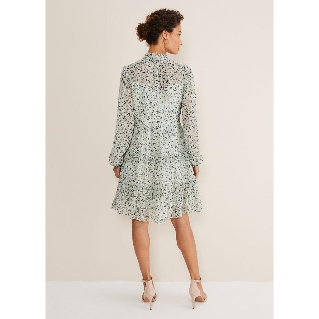 Phase Eight Harlow Floral Tiered Mini Dress - Eau De Nil/Multi - Beales department store