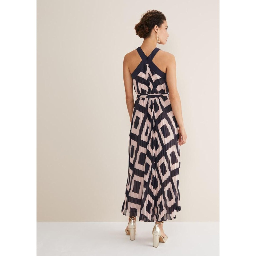 Phase Eight Hestia Diamond Trapeze Maxi Dress - Navy/Pink - Beales department store