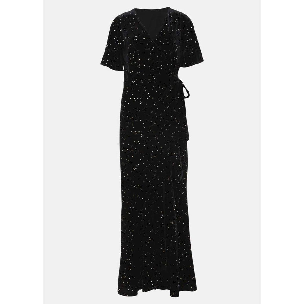 Phase Eight Holly Velvet Star Wrap Maxi Dress - Black - Beales department store