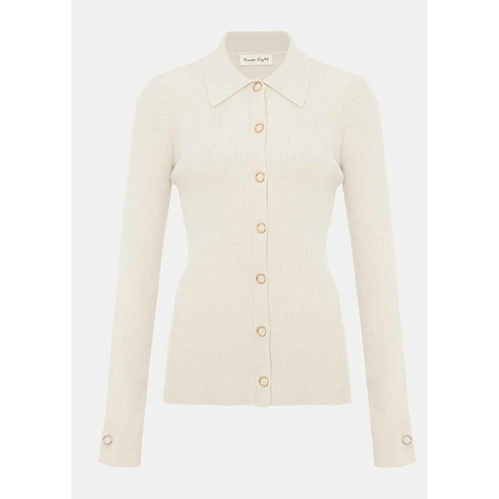 Phase Eight Irina Ribbed Button Detail Knit Top - Ivory - Beales department store