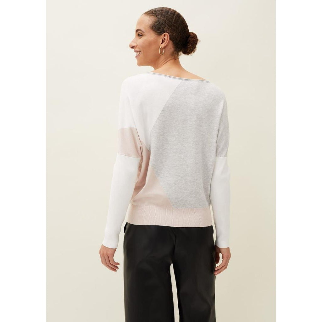 Phase Eight Isabel Colourblock Stud Jumper in Pink Size L - Beales department store